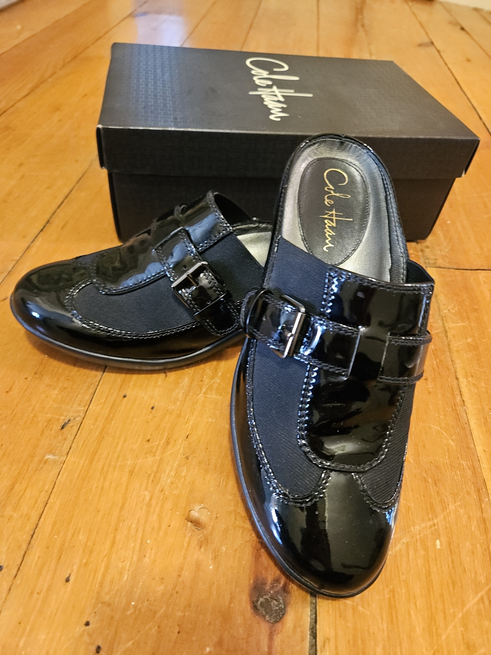 Cole Haan Women’s Black Patent Leather Slip-On Loafers